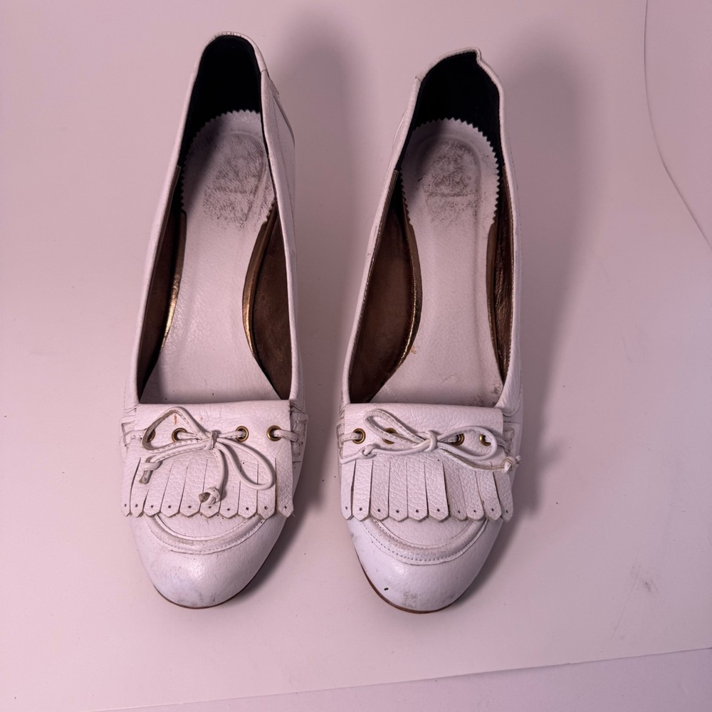 Zara White Women's Loafers with Kitten Heel